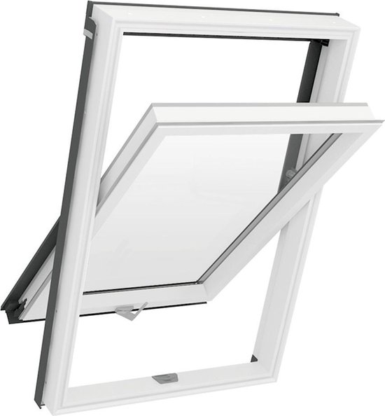 Solstro Skylight Fenêtre en bois avec une finition Witte élégante et double vitrage, couplée au solin de tuile de toit - C2A, 55 x 78 cm