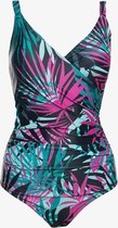 Osaga dames badpak met bloemenprint - Blauw - Maat XL