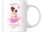 Moederdag Mok Happy 1st Mother's Day meisje bruin mama bruin