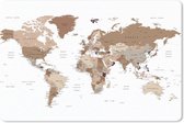 Muismat Trendy wereldkaarten - Bruin getinte wereldkaart muismat rubber - 27x18 cm - Muismat met foto