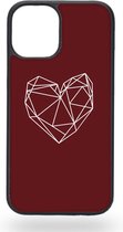 Geometric burgundy heart Telefoonhoesje - Apple iPhone 12 mini