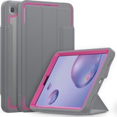 Samsung Galaxy Tab A 8.4 2020 Hoes - Tri-Fold Book Case met Transparante Back Cover en Pencil Houder - Roze/Grijs