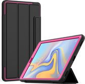 Tablet Hoes geschikt voor Tablet Hoes geschikt voor Samsung Galaxy Tab A 10.1 2019 - Tri-Fold Book Case met Transparante Back Cover en Pencil Houder - Roze/Zwart