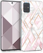 kwmobile telefoonhoesje voor Samsung Galaxy A51 - Hoesje voor smartphone in roségoud / wit / oudroze - Glory Mix Gekleurd Marmer design