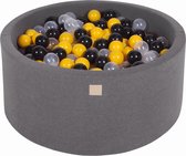 Ronde Ballenbak set incl 300 ballen 90x40cm - Donker Grijs: Geel, Zwart, Transparant