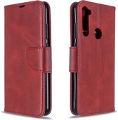 Voor xiaomi redmi note 8t retro lamsvacht textuur pure kleur horizontale flip pu lederen case met houder & kaartsleuven & portemonnee & lanyard (rood)