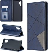 Ruit textuur horizontale flip magnetische lederen tas met houder en kaartsleuven en portemonnee voor Galaxy Note10 + (blauw)
