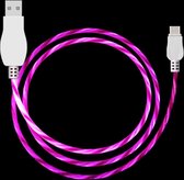 LED-lichtstroom 1m USB A naar Type-C Data Sync-oplaadkabel, voor Galaxy, Huawei, Xiaomi, LG, HTC en andere slimme telefoons (Magenta)