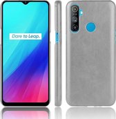 Voor Oppo Realme C3 (3 camera's) Schokbestendige Litchi Texture PC + PU-behuizing (grijs)