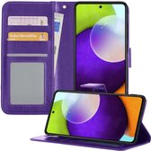 Samsung A52 Hoesje Book Case Hoes Portemonnee Cover - Samsung Galaxy A52 Case Hoesje Wallet Case - Paars