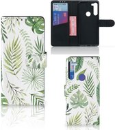 Wallet Book Case Motorola G8 Power Smartphone Hoesje Leaves