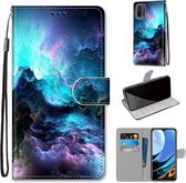 Voor Xiaomi Redmi Note 9 4G / 9 Power Gekleurde Tekening Cross Texture Horizontale Flip PU Leather Case met Houder & Kaartsleuven & Portemonnee & Lanyard (Kleurrijke Wolken)