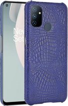 Voor OnePlus Nord N100 schokbestendige krokodiltextuur pc + PU-hoes (blauw)