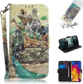 3D Schilderen Patroon Gekleurde Tekening Horizontale Flip Leren Case met Houder & Kaartsleuven & Portemonnee Voor LG V40 ThinQ (Zoo)