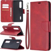 Voor OPPO Find X2 Pro Retro Lambskin Texture Pure Color Horizontale Flip PU Leather Case, met houder & kaartsleuven & portemonnee & lanyard (rood)
