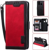 Voor Galaxy A70e Retro Splicing Horizontale Flip lederen tas met kaartsleuven & houder & portemonnee (rood)