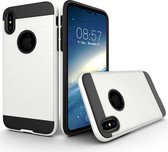 Voor iPhone X / XS geborstelde textuur TPU + pc valbestendige beschermende achterkant van de behuizing (wit)