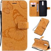 Voor Xiaomi Redmi 8 Pressed Printing Butterfly Pattern Horizontale Flip PU lederen tas met houder & kaartsleuven & portemonnee & lanyard (geel)