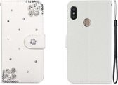 Voor Xiaomi Redmi Note 5 Horizontale Flip Effen Kleur Strass Leren Case met Kaartsleuf & Portemonnee & Houder (Diagonale Bloem)