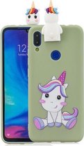 Voor Xiaomi Redmi Note 7 Cartoon schokbestendige TPU beschermhoes met houder (eenhoorn)