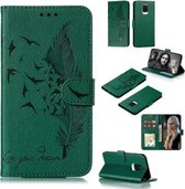 Voor Geschikt voor Xiaomi Redmi Note 9 Pro Max Litchi Textuur Veer Embossing Patroon Horizontaal Flip Leren Hoesje met Houder & Kaartsleuven & Portemonnee & Fotolijst & Lanyard (Gr