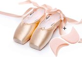 Ballet Lace Pointe Shoes Professionele platte dansschoenen, maat: 44 (satijn + siliconen hoes)