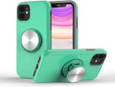 TPU + PC 2-in-1 schokbestendig hoesje met magnetische ronde autohouder voor iPhone 12/12 Pro (groen)