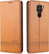 Voor Geschikt voor Xiaomi Redmi Note 9 / 10X AZNS Magnetische Kalf Textuur Horizontale Flip Leren Case met Kaartsleuven & Houder & Portemonnee (Lichtbruin)