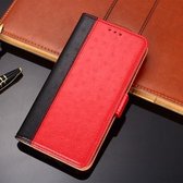 Voor OPPO F17 struisvogeltextuur PU + TPU horizontale flip lederen tas met houder & kaartsleuven en portemonnee (rood)