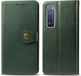 Voor Huawei Nova 7 Pro retro effen kleur lederen gesp telefoonhoes met lanyard & fotolijst & kaartsleuf & portemonnee & standaardfunctie (groen)