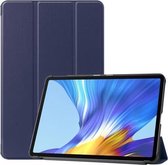 Voor Huawei MatePad 10.4 Custer Patroon Pure Kleur Tablet Horizontale Flip Leren Case met Drie-vouwbare Houder & Slaap / Wekfunctie (Donkerblauw)