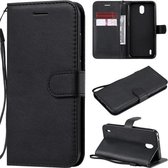 Voor Nokia 1.3 Effen Kleur Horizontale Flip Beschermende Leren Case met Houder & Kaartsleuven & Portemonnee & Fotolijst & Lanyard (Zwart)