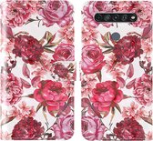 Voor LG K61 3D-schilderij Gekleurd tekenpatroon Horizontaal Flip TPU + PU lederen tas met houder & kaartsleuven & portemonnee & draagkoord (kleine rode bloem)