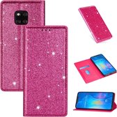 Voor Huawei Mate 20 Pro Ultradunne Glitter Magnetische Horizontale Flip Leren Case met Houder & Kaartsleuven (Rose Rood)