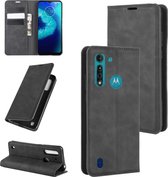 Voor Motorola Moto G8 Power Lite Retro-skin Business Magnetische Zuigleren Case met Houder & Kaartsleuven & Portemonnee (Zwart)