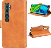 Voor Xiaomi Mi Note 10 Pro Double Buck Crazy Horse Business Mobiele telefoon Holster met Card Wallet Bracket-functie (geel)