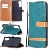 Voor Samsung Galaxy S21 + 5G Kleuraanpassing Denim Textuur Horizontale Flip Leren Case met Houder & Kaartsleuven & Portemonnee & Lanyard (Groen)