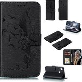 Voor Galaxy A10s Feather Pattern Litchi Texture Horizontale Flip Leren Case met Houder & Portemonnee & Kaartsleuven (Zwart)
