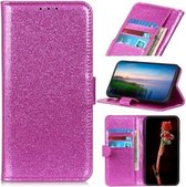 Voor Galaxy A90 5G glitter poeder waterdichte horizontale flip lederen tas met houder & kaartsleuven & portemonnee (paars)