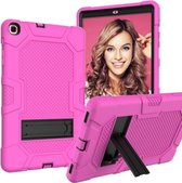 Voor Samsung Galaxy Tab A 10.1 (2019) / T510 Contrastkleur Robot Schokbestendig Siliconen + PC Beschermhoes met Houder (Rose Rood Zwart)