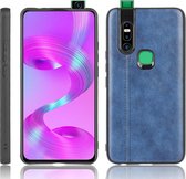 Voor Infinix S5 Pro Schokbestendig Naaien Koe Patroon Huidtextuur PC + PU + TPU Case (blauw)