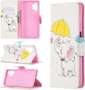 Voor Samsung Galaxy A32 5G Gekleurde Tekening Patroon Horizontale Flip Leren Case met Houder & Kaartsleuven & Portemonnee (Paraplu Olifant)