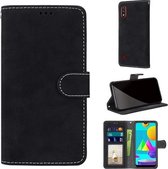 Voor Samsung Galaxy M01 Retro Frosted Horizontale Flip PU lederen tas met houder & kaartsleuven & portemonnee & fotolijst (zwart)