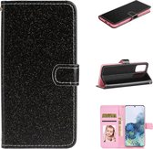 Voor Samsung Galaxy S20 Glitter Poeder Horizontaal Flip Leren Case met Kaartsleuven & Houder & Fotolijst & Portemonnee (Zwart)