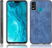 Voor Huawei Honor 9X Lite Schokbestendig Naaien Koe Patroon Huid PC + PU + TPU Case (Blauw)