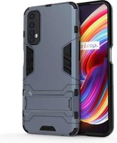 Voor OPPO Realme 7 PC + TPU schokbestendige beschermhoes met houder (marineblauw)