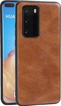 Voor Huawei P40 Pro Crazy Horse Getextureerd Kalfsleer PU + PC + TPU Case (Bruin)