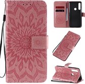 Voor Motorola Moto G Power ReliÃ«f Zonnebloem Patroon Horizontale Flip PU Leren Case met Houder & Kaartsleuven & Portemonnee & Lanyard (Roze)