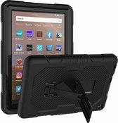 Voor Amazon Kindle Fire HD 8 (2020) siliconen in contrastkleur + pc-beschermhoes met houder (zwart + zwart)