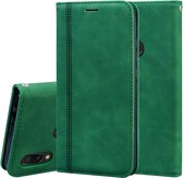 Voor Xiaomi Redmi 7 Frosted Business Magnetische horizontale flip PU lederen tas met houder en kaartsleuf en lanyard (groen)